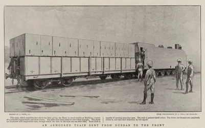 Um trem blindado enviado de Durban para a frente